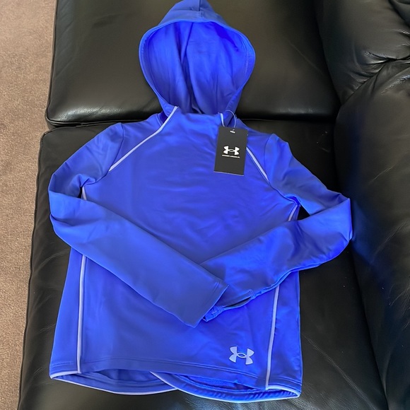 Girls' UA Cold Weather Hoodie top long sleeve thumb hole running shirt exercise - Picture 4 of 6